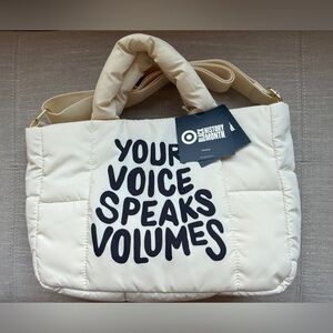 Target Black History Month Cream Quilted Tote Bag